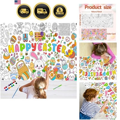 Easter Coloring Tablecloth for Kids,Giant Coloring Poster, Art Crafts Table C...