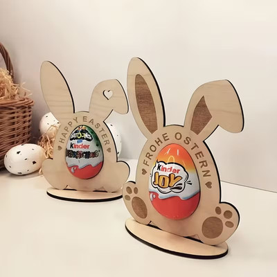 Holz Osterhase Eierhalter | Klassisch gefertigtes Holz Osterhalter Geschenk Deko