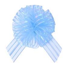 6 PCS Light Blue 6 Inch Large Organza Pull Bows Wedding Baskets Birthday