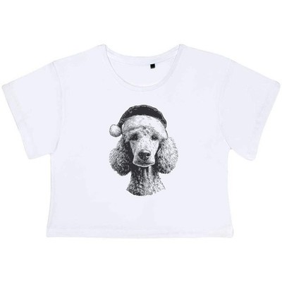 ''Pudel trägt Nikolausmütze'' Damen Baumwolle Crop Tops (CO058853)