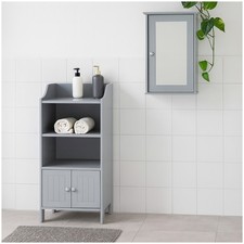 Bad Spiegelschrank im Landhaus Stil Holz Grau Wandspiegel mit Stauraum 34x53x15