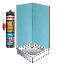 Aqua Blue 2-Sided Kit 1m x 2400mm x 10mm Shower Wall Panel
