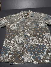 Vintage Quiksilver floral Button up Hawaiian shirt brown Size M