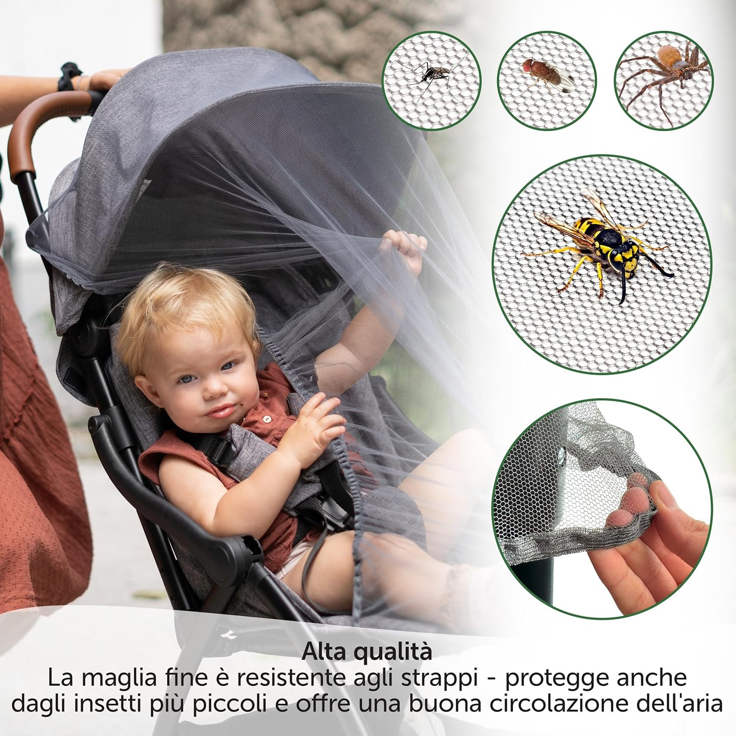 Zamboo Zanzariera Passeggino Universale – Grigio Nero foto 5