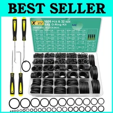 32 Size SAE O-Ring Assortment Kit - 1086 Nhb Rubber Pieces with Precision Tools