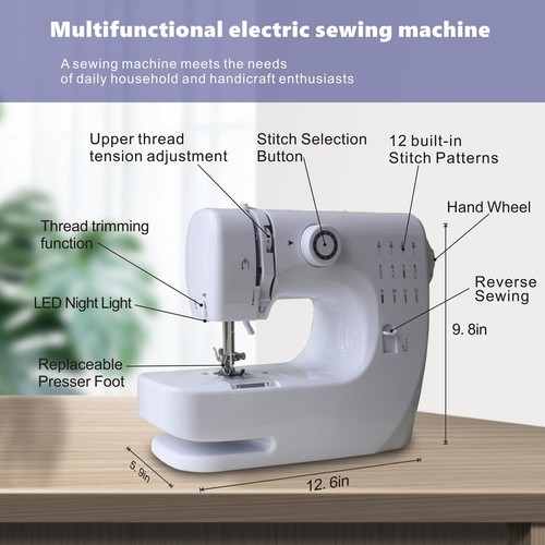 Sewing Machine for Beginners, Mini Portable Machine Electric, 12 Built-In Sti... - Picture 3 of 7