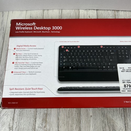 Microsoft Wireless Desktop 3000 Keyboard Bluetrack Technology Brand New Open Box - Afbeelding 2 van 9