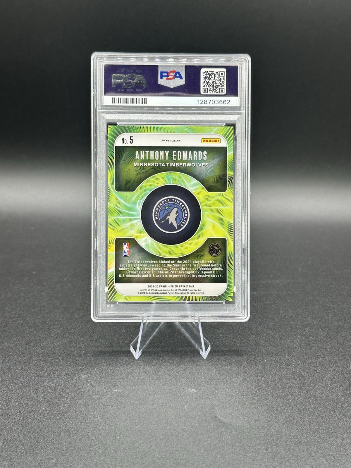 2024 Prizm Anthony Edwards #5 Fractal-Fast Break! PSA 💎 Timberwolves view 2