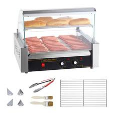 Hot Dog Roller, 11 Rollers 30 Hot Dogs Capacity, 1650 W Stainless Sausage Grill