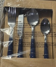 NEW BLUE Pottery Barn Bistro Flatware 12PCS S...