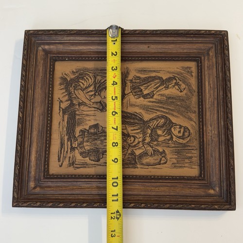 Vintage Women Farm Work Barn Genuine Med-Wood-Cut Etched Artini Arts Inc Signed - Picture 11 of 12
