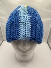 Handmade Crochet Beanie Blue Multicolor, Unisex /Teen/Adult Size