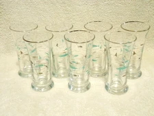 7 Vintage Libbey Atomic Fish 4 Ounce Juice / Double Shot Drinking Glasses Exc