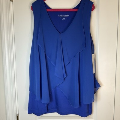 NWT Soft Surroundings Bonita Rosa Woven Overlay Tank Dazzling Blue Women s XS