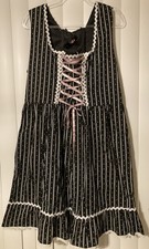 KANCY KOLE Women's Black German Dirndl Dress Goth Punk Oktoberfest Plus Size 1XL