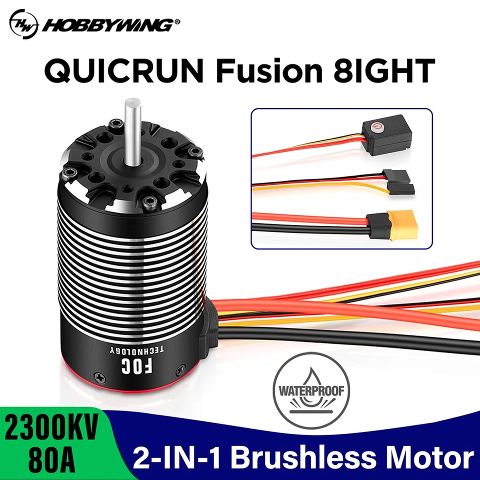HOBBYWING QuicRun Fusion 8lGHT 2in1 Brushless Motor 80A ESC For RC 1/8 Car - Image 3 of 4