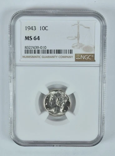 1943 Mercury Dime MS64 NGC Brown Label *1173