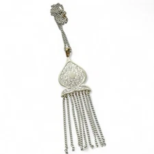 Vintage Enamel Ornate Tassel Statement Necklace