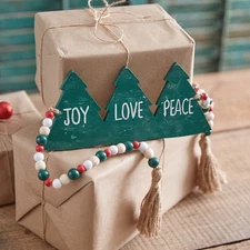 Joy Love Peace Decorative Wood Beads & Tassels Home Decorative Collectible