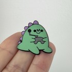 Gamer Dinosaur Enamel Pin, Kawaii Dinosaur Metal Pin Badge, Gaming Pin, Dino Pin — photo 1