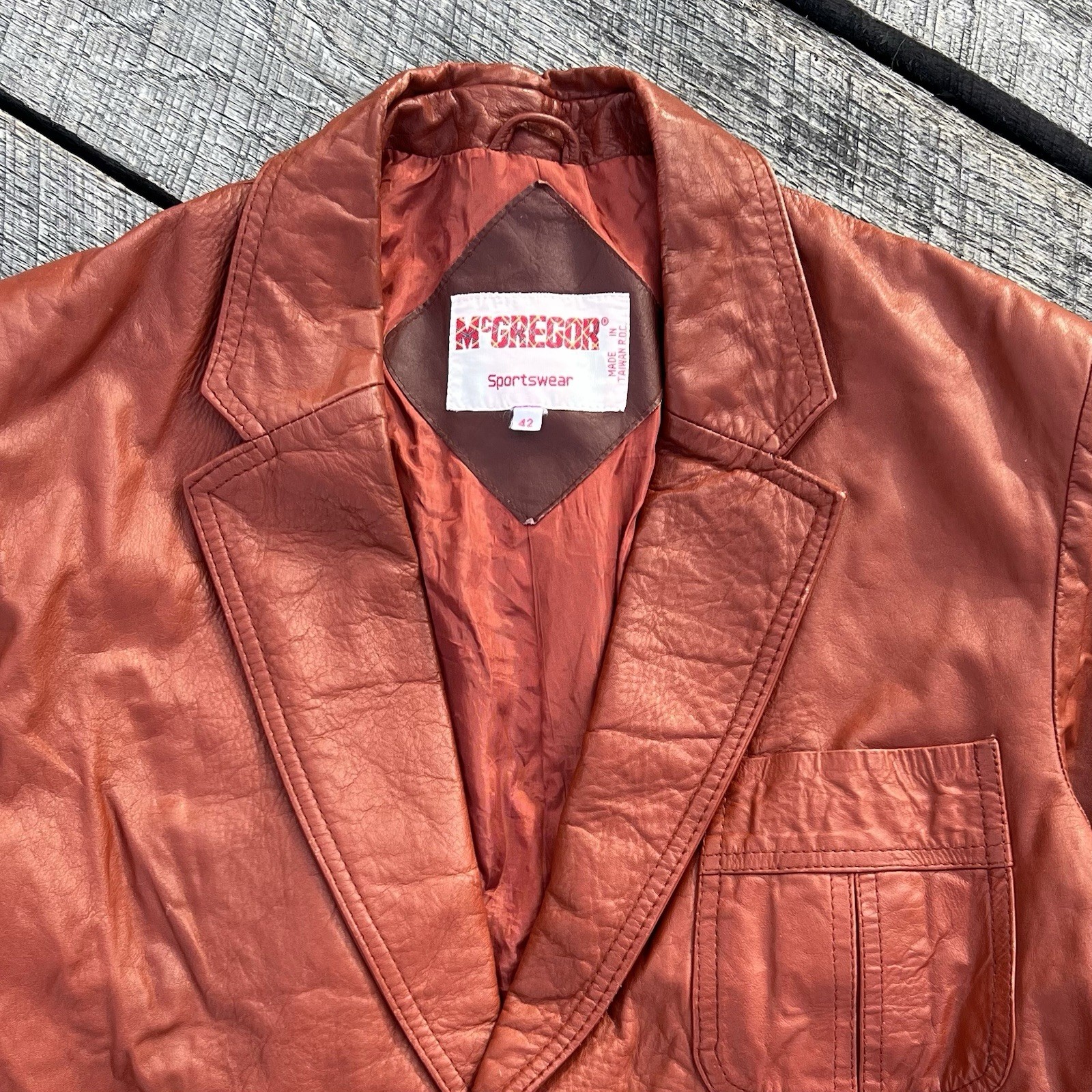 Vintage 70s McGregor Rust Orange Leather Jacket S… - image 5