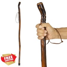 Vive Wooden Walking Stick, Hiking Cane for Men Women Seniors Non-Slip Leather...