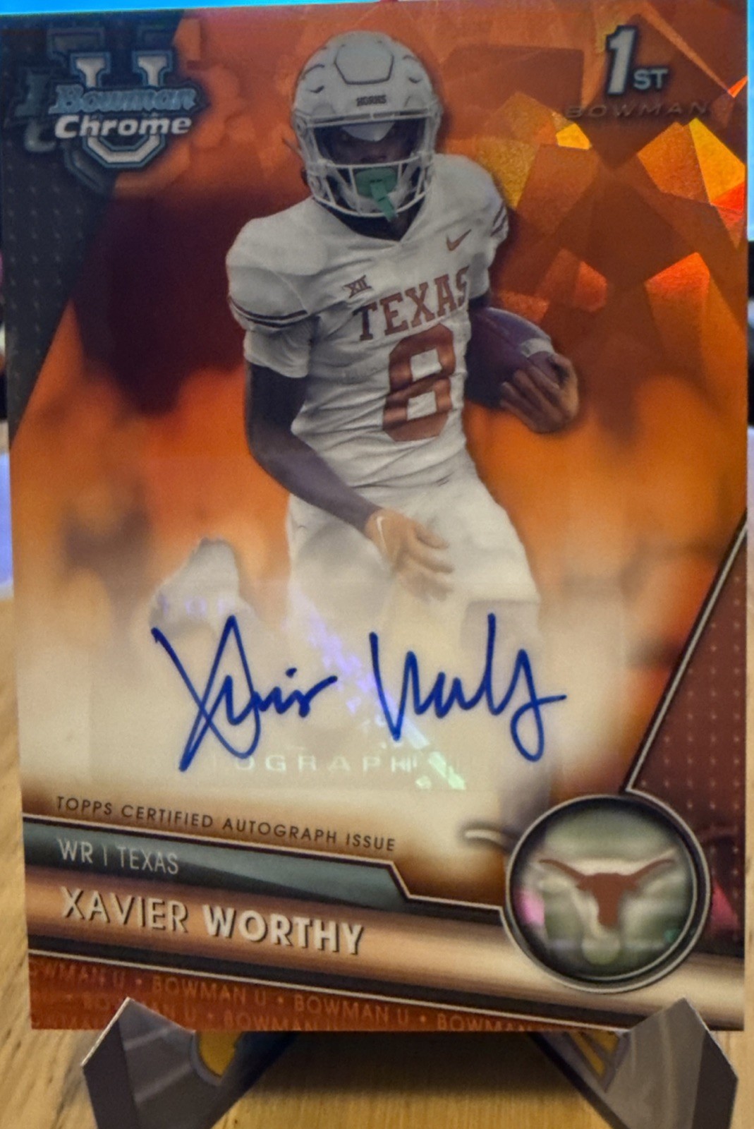 2023 Bowman University Chrome Sapphire Auto Xavier Worthy #PA-XWO Orange /25