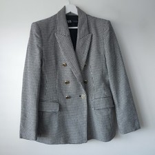 Zara Check Blazer Jacket Houndstooth Size L Large 12 14