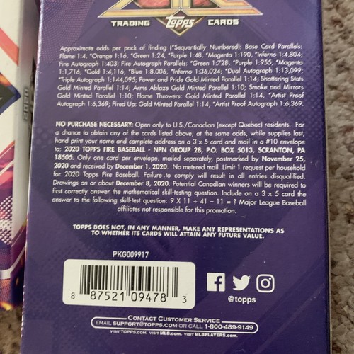 4 💥 2020 💥 Cajas colgantes de béisbol Topps Fire nuevas selladas de fábrica paralelas rojas - Imagen 2 de 2