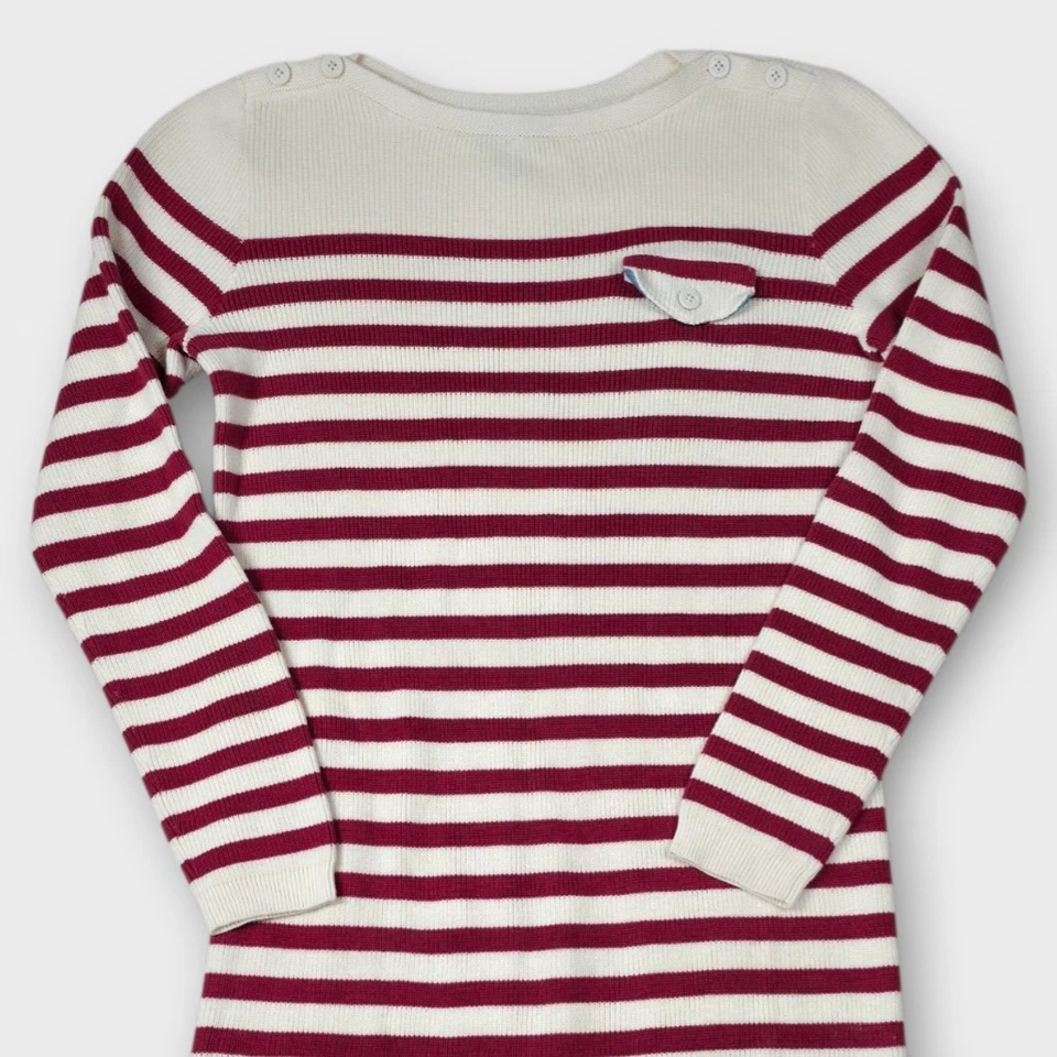 Polo Ralph Lauren Girls Sweater Dress L 12-14 Red Stripe Nautical Cotton Knit - Image 4 of 4