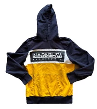 Napapijri Geographic Men’s Hoodie Sweatshirt  Logo Colorblock Cotton Large