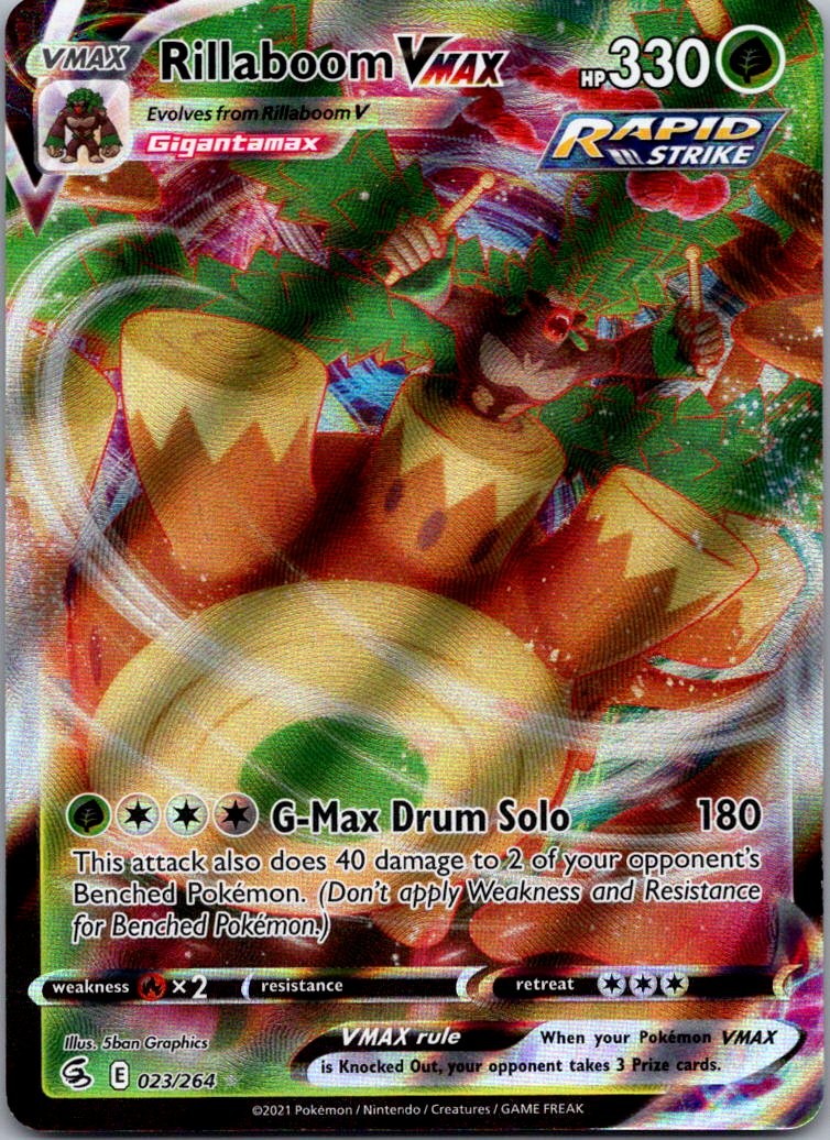 Rillaboom VMAX Holo Ultra Rare SWSH08: Fusion Strike 023/264 NM