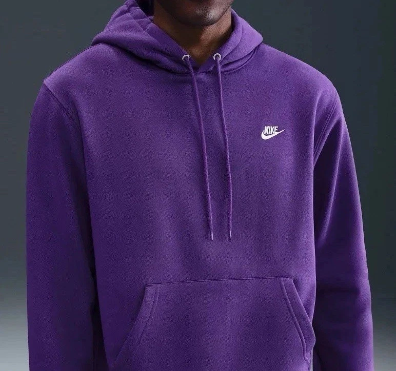 Pulôver Nike masculino tamanho G clube esportivo lã com capuz uva selvagem roxo grande novo - Imagem 2 de 4
