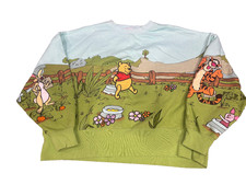 Disney Winnie the Pooh  Friends Embroidered Cropped Crewneck Sweatshirt Size S