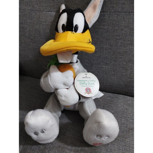 Hallmark Looney Tunes Daffy Duck Easter Bunny Rabbit Plush With Sound 12" Tested - Picture 3 of 7