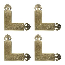 4Pcs Antique Embossing Brass Decorative Corner Protectors Braces Classical Furni