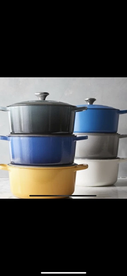 ~Le Creuset*Nuevo*5,5 cuartos de galón redondo de hierro fundido esmaltado*blanco mate Foto 4 de 4
