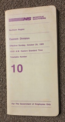 1989 Norfolk Southern Eastern Division Mitarbeiter Fahrplan