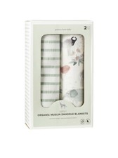 New Pottery Barn kids Organic Safari And Sage Muslin Swaddle Baby Blankets