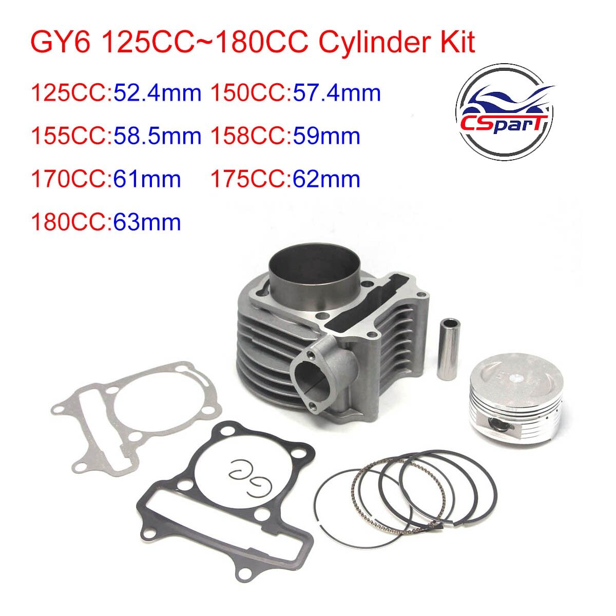GY6 Engine Cylinder Kit for 152QMI 125cc - 180cc ATV Chinese
