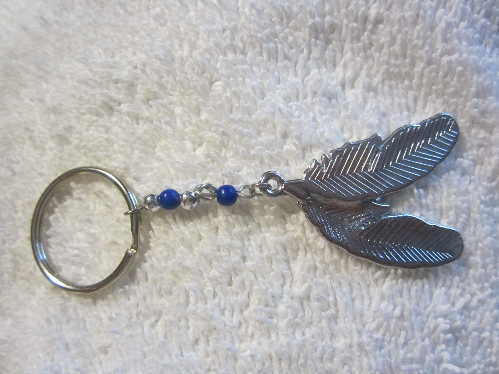 1 New Native American Feathers Bead Metal Keychain Keyring eBay