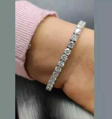 10CT Lab Created Round Cut Diamond Tennis Bracelet 14k White Gold Plated 7.5''