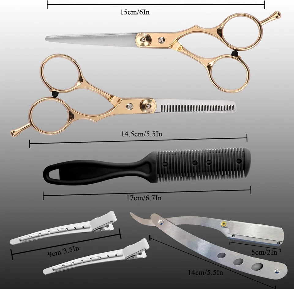 Kit de barberia profesional con tijeras y capa para el cabello pelo nabajas - Imagem 2 de 4