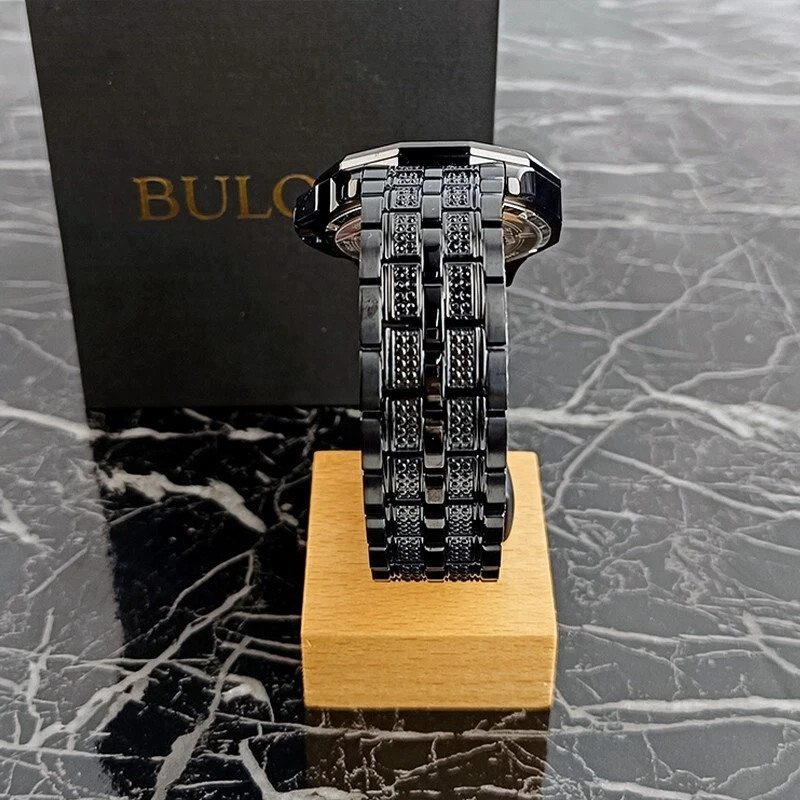 Bulova New 96C134 Men's Crystal Octava Quartz Watch Silver Black Dial 41.5mm - Image 2 of 4