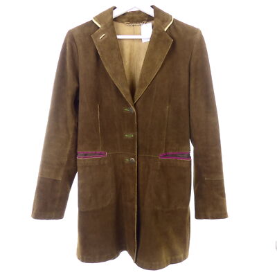 Scho coat leather coat frock coat real leather brown size 36 S 