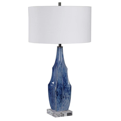 Uttermost Everard Traditional Porcelain Iron and Fabric Table Lamp in Blue - Picture 3 of 8