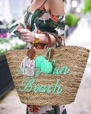 Damen Jadore/Good Vibes Stroh Tasche Strand Korb Strandtasche Shopper 2Modelle