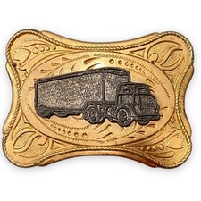 Vintage Truck Belt Buckle Brass Colored Unbranded Lightweight Semi Truck
