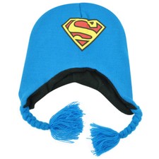 DC Comics Superman Man of Steel Peruvian Knit Beanie Laplander Hat Kids Hero