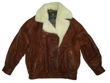 Lakeland Leather Jacket Uk 12 Sheepskin Brown Aviator Shearling Collar